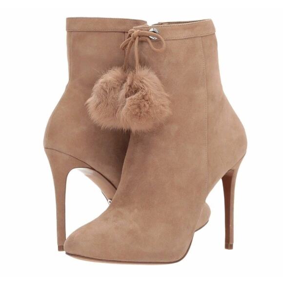 New Michael Kors Remi 9.5 Suede Light Khaki Beige Ankle Bootie Boots Stilettos - Picture 1 of 11